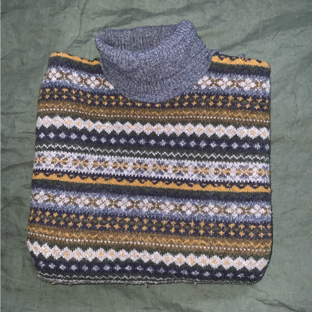 vintage wool blend‎ knit aop sweater stripe striped mia made in canada 90s